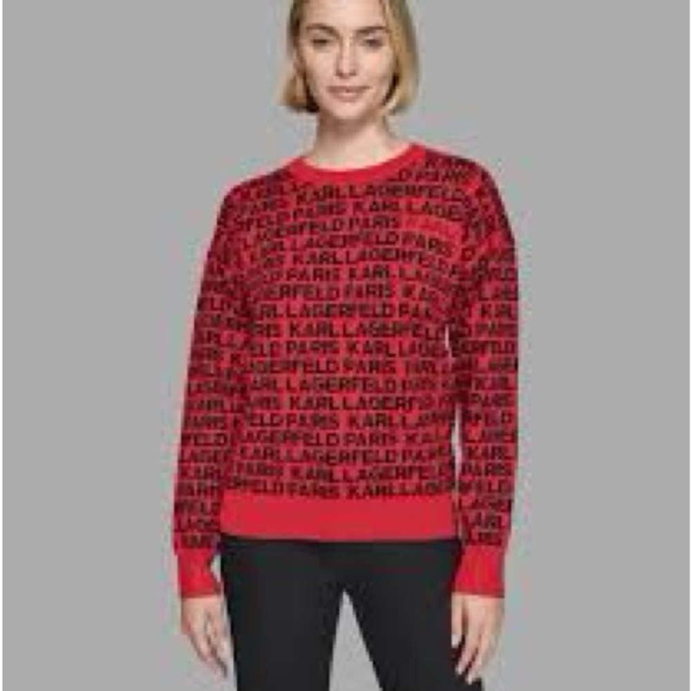 Karl Lagerfeld Red and Black Sweater